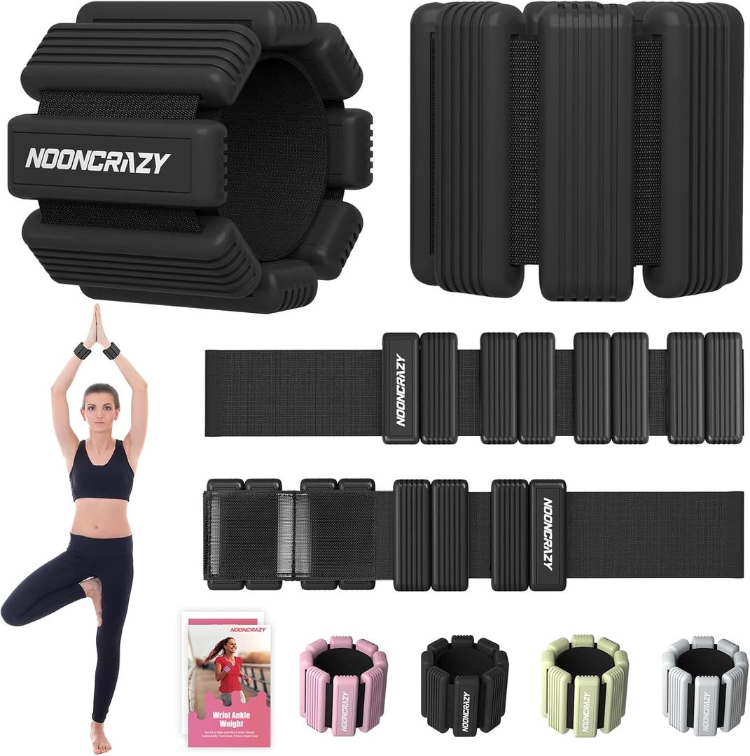 Pilates Wrist Ankle Weights for Women, Wearable Strong Arm & Leg Weights Set of 2(1 lb/2.2 lbs Each), Adjustable Ankle Weights for Walking, Yoga, Dance, Barre, Gym (Black)