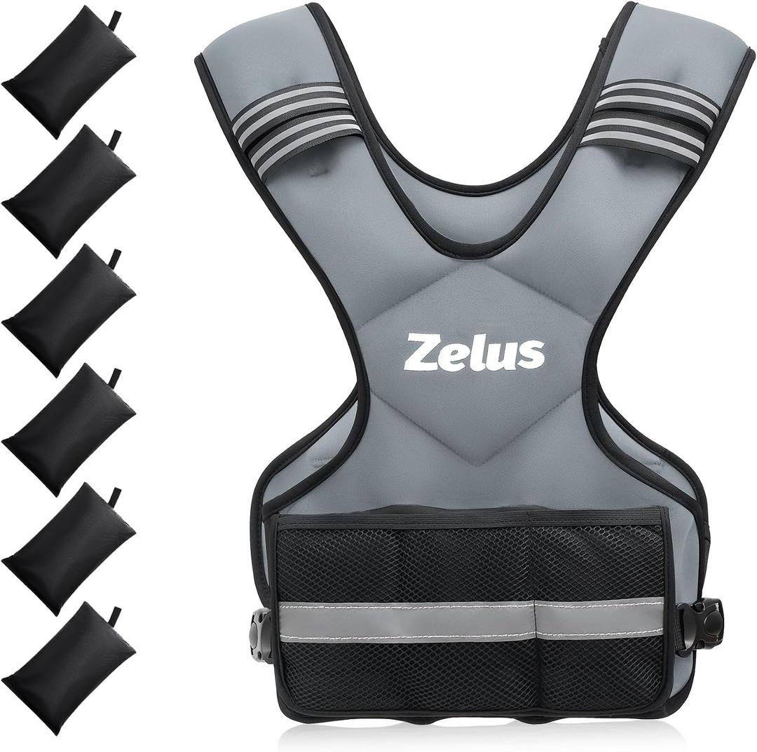 ZELUS Weighted Vest for Men and Women | 20-32lb Vest with 6 Ironsand Weights for Home Workouts | Adjustable Body Weight Vest Exercise Set for Cardio and Strength Training