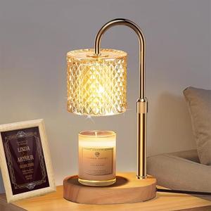 HUZAYL Candle Warmer Lamp - Height-Adjustable Wax Melting Warmer Lamp with Timer, Birthday Gifts for Women, 2 Bulb, Ideal for Jar Scented Candles (Round)