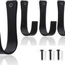 The Metal Magician Set of 4 Coat Hooks Wall Mounted Wrought Iron Hanger Farmhouse Rustic Key Holder Towel, Handbags, Hat Hanging Perfect for Bathroom, Kitchen, Living Room (Black)