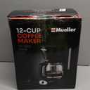 Mueller 12-Cup Drip Coffee Maker - Borosilicate Carafe, Auto-Off, Reusable Filter, Anti-Drip, Keep-Warm Function, Clear Water Level Window Coffee Machine, Kitchen Essentials & Accessories (Black)