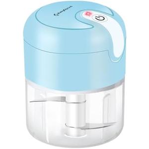 EASYSPEED Electric Garlic Chopper 1Cup, Mini USB Charging Wireless Food Processor with 304 Stainless Steel, 2 Sharp Blades, Portable Kitchen Meat Grinder for Onion, Garlic, Ginger, Baby Food