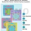 CHONNFEASTT 4PCS Mahjong Coasters for Drinks: Diatomite Cool Table Drink Unique Coasters - Mah Jongg Gifts and Accessories for Game Night, Mah Jong Club Birthday Party, Home Bar, Office (Chinoiserie)