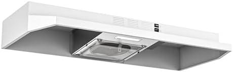 FIREGAS Range Hood 36 inch Under Cabinet, Ducted/Ductless Convertible Kitchen Hood, White Painted Stainless Steel Vent Hood with LED Light,2 Speed Exhaust Fan
