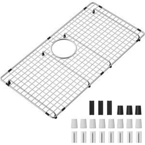 Sink Bottom Grid 28-3/8" x 14-3/16", Rear Drain with Corner Radius 3/8", Sink Protector Stainless Steel Material Sink Bottom Grid for Single Bowl Sink