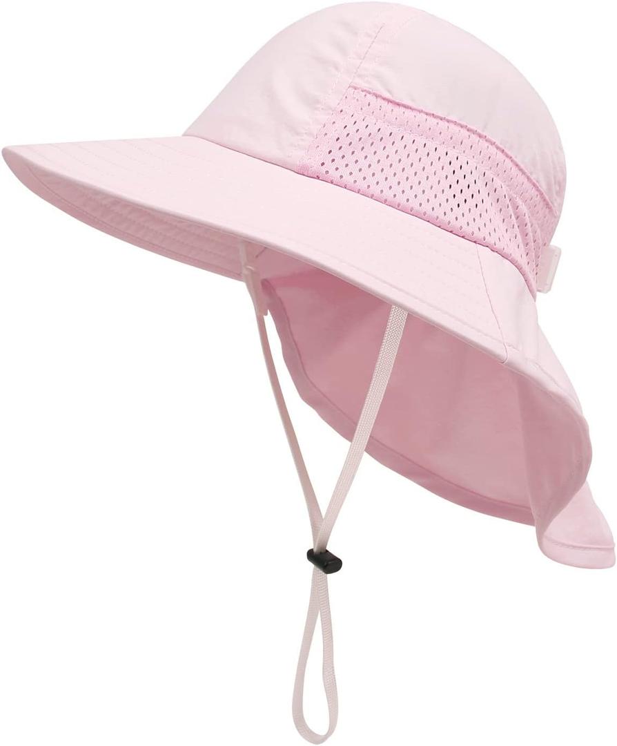 BQUBO Toddler Baby Sun Hat Kids with Neck Flap UPF 50+ Wide Brim Bucket Hats Adjustable Baby Mesh Breathable Summer Hats