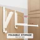 Over The Door Drying Rack, Foldable Portable Over The Door Hooks Hanger with Towel Racks for Coat Clothes Laundry Bathroom Bedroom Travel Hangers (Milky White, 1 Pack)