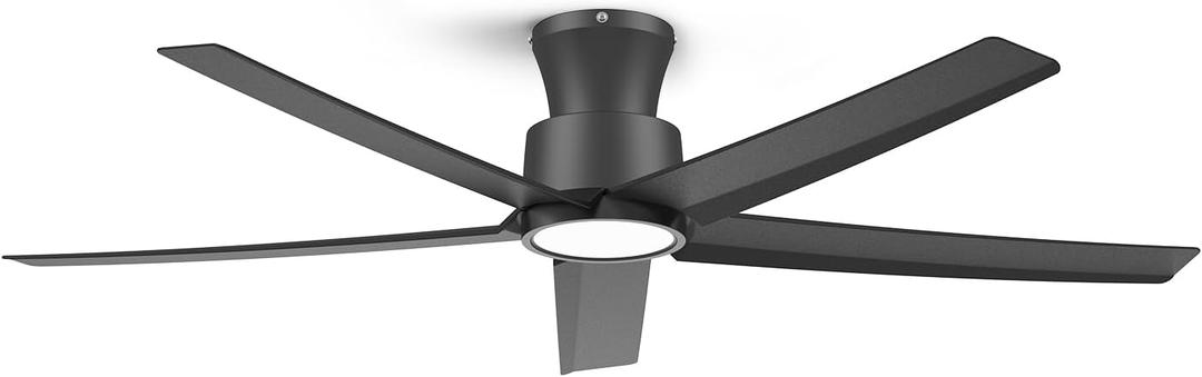 ocioc 52 inch Ceiling Fans with Lights, Large Air Volume Ceiling Fans with Reversible Quiet DC Motor and Remote（Black）