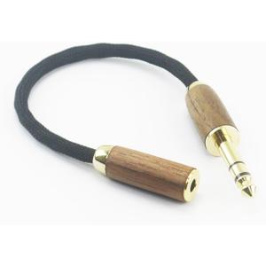 NewFantasia 6.35mm 1/4" Male to 4.4mm Balanced Female Headphone Audio Adapter Cable OD 5mm 6N OCC Copper Single Crystal Silver Plated Wire Walnut Wood Shell 6.35mm Male to 4.4mm Female