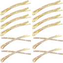 12 Pieces Rhinestone Bobby Pins Decorative Fancy Crystal Hair Clips Shiny Metal X Shaped Barrettes Bling Diamond Wedding Bridal Shower Hair Accessories for Women Ladies Girls (Gold)