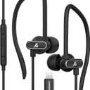ADPROTECH Lightning Earbuds with EarHook Sports Earphones for iPhone 14/13/12/11 Pro Max/X/XS Max/XR  MFi Certified with Mic Red
