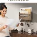 Rebee Vision Farmhouse Wood Mail Organizer Wall Mount - Key and Mail Holder for Wall with Storage Drawer and 7 Key Hooks - Rustic Home Decor for Entryway, Office and Garage (Retro Brown)