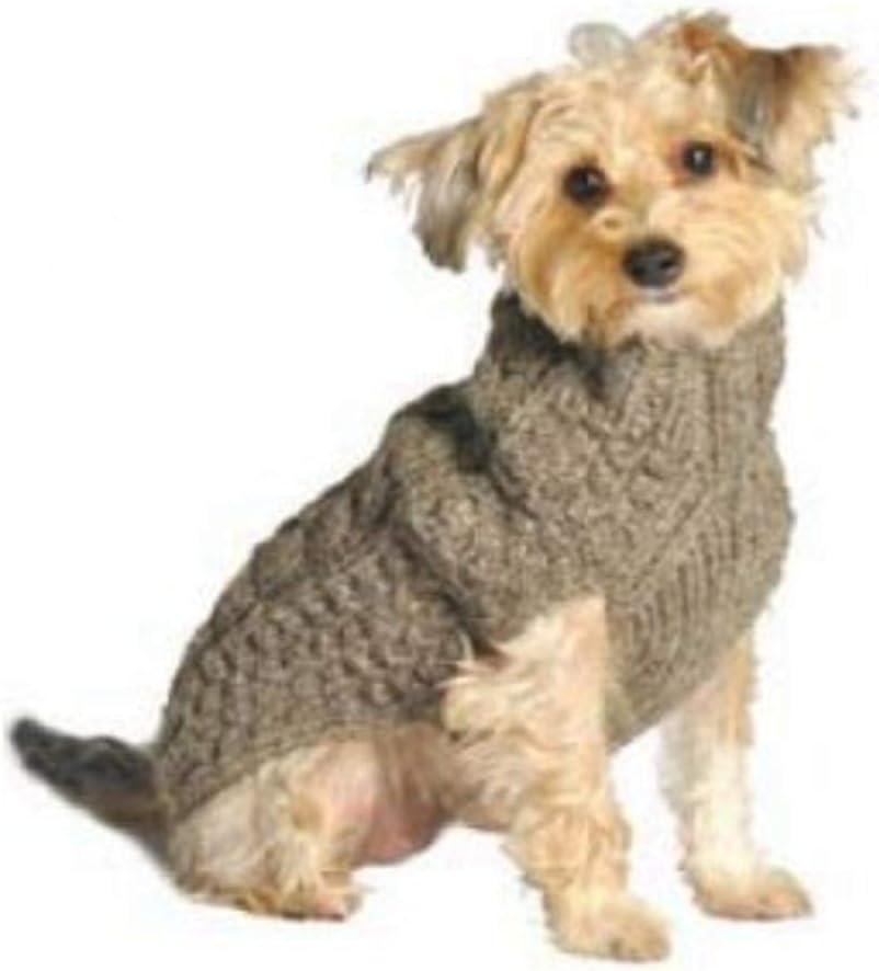 Chilly Dog Cable Dog Sweater, XX-Large, Grey