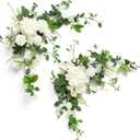Ling's moment 2PCS White Sage Arch Flowers Artificial Floral Swags Wedding Centerpieces Faux Flower Garland Greenery Arrangements for Table Backdrop Easel Wall Entryway Outdoor Board