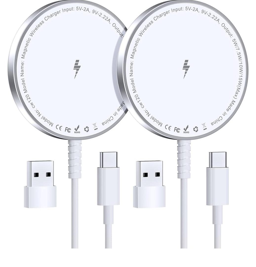for MagSafe Charger: Magnetic Wireless Charging Pad for iPhone 17 16 15 14 13 12 Series & AirPods 4-2 Pro, Strong Magnet, Aluminum Alloy, USB-C/A Ports, Ultra-Thin & Portable, Ideal for Desk & Bedside