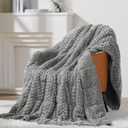 Super Soft Luxury Fleece Sherpa Weighted Blanket 15 lbs for Adults, Turtle Shell Fuzzy Cozy Fluffy Queen Size Weighted Throw, Ceramic Beads Washable Heavy Blankets for Couch Bed, Grey, 60" x 80"