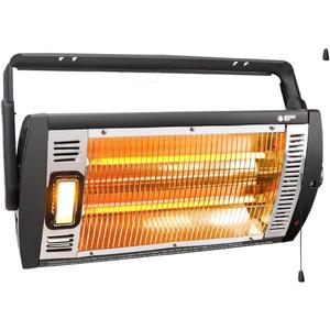 Electric Garage Heater 120V 1 Pack, 750/1500W Ceiling Mount Space Heater for Garage, Shop, Patio with 90 Adjustable Tilt, Dual Quartz Radiant, Safety Metal Grille and Overheat Protection