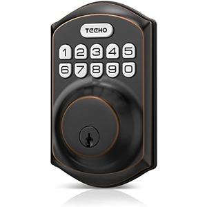 TEEHO TE001 Keyless Entry Door Lock with Keypad - Smart Deadbolt Lock for Front Door with 2 Keys - Auto Lock - Easy Installation - Oil-Rubbed Bronze