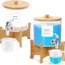 2Pcs Laundry Detergent Dispenser, Laundry Soap Dispenser with Stand, Faucets Acrylic Laundry Detergent Container for Laundry Room Liquid Detergent, Bleach, Fabric Softener Organization and Storage