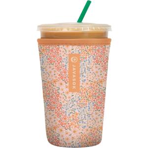 Sok It JavaSok Iced Coffee & Cold Soda Insulated Neoprene Cup Sleeve (Dainty Florals, Medium: 22-28oz)