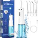 ZDMATHE Travel-Ready 300ML Cordless Water Flosser for Teeth  IPX7 Waterproof, 4 Pressure Modes & 2000mAh Battery for Deep Cleaning at Home or On-The-Go (Blue & White)