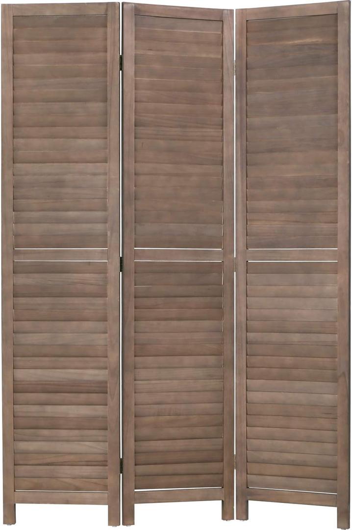 3 Panel Wood Room Divider 4.3 Ft Tall Privacy Wall Divider 67.7" x 16.9" Each Panel Folding Wood Screen for Home Office Bedroom Restaurant Brown