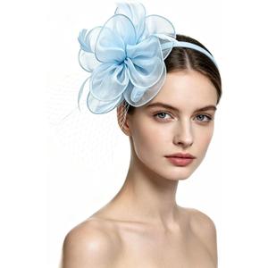 SAFERIN Women's Fascinators Feathers Tea Party Hat Veil Headband with Hair Clip for Cocktail Church
