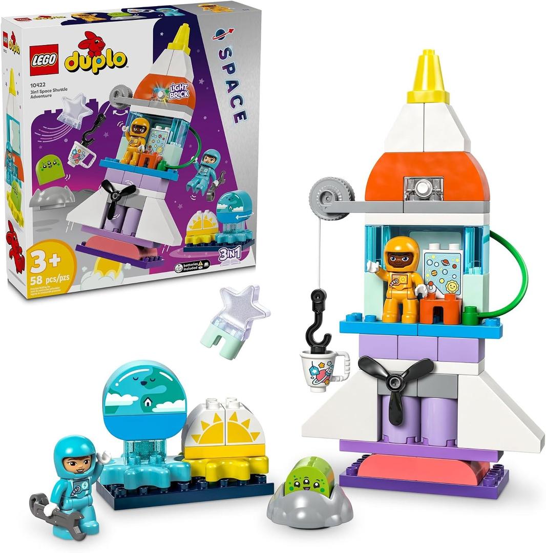 LEGO DUPLO 3 in 1 Space Shuttle Adventure Toddler Building Toys - Space Toys for Boys & Girls, Ages 3+ Years - Gift for Christmas - Learning & Pretend Play Activity - 10422