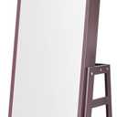 Happybuy Mirror Jewelry Cabinet,Brown,360 Swivel Standing Mirror with Storage, Lockable Jewelry Mirror Organizer with Full Length Mirror,Velvet Lining, LED Light, Drawer, Freestanding Jewelry Armoire