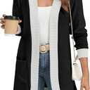 YSYOKOW Women Long Sleeve Open Front Cardigan Casual Lightweight Long Cardigans Loose Knit Outwear with Pockets (Black, XL)