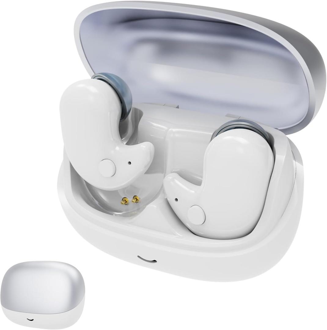 Sleep Earbuds for Side Sleepers,Sleep Headphones with Digital Display,Mini Earplugs Side Sleep Comfortable Bluetooth Earphones (White)