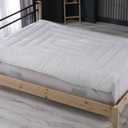 SLIMLINE Natural Wool Mattress Pad, Merino Wool Filling, Quilted Natural Cotton Cover, 1" Thickness, Hypoallergenic, All Seasons, White (Queen)