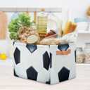 Collapsible Storage Bin 15x11in Sport Soccer Ball Easter Storage Basket for Shelves, Dog Toy Organizing