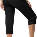TBMPOY Womens Cargo Capris with Pockets Lightweight Hiking Capris Pants Quick Dry Casual Cropped Pants Summer Trip Cotton Black L