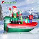 8FT Christmas Inflatables Santa Claus Fishing on a Boat with Colorful Gift Boxes, Giant Blow Up Santa Outdoor Decorations with Built-in Lights for Yard Lawn Garden Xmas Party Holiday Decor