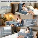 COZEER 3‑in‑1 Reading Pillow for Bed with Adjustable Independent Lumbar Support & Headrest, Wedge Pillow Set for After Surgery with Sponge Lap Desk, Detachable Armrest Design for Home Office (Upgrad)