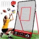 BAGAIL Volleyball Rebounder Net 7x4 Ft, Bounce Back Training Equipment with Unique Curved Frame for Better Catching, 5 Adjustable Angles for Volleying & Spiking, Easy Set Up & Sturdy Base