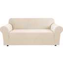H.VERSAILTEX Stretch Sofa Covers for 3 Cushion Couch Covers Sofa Slipcovers for Living Room Feature Thick Checked Jacquard Fabric with Elastic Bottom, Sofa Large - Natural