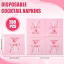 200 Pcs Pink Martini Cocktail Napkins 2 Ply a Tini Bit Older Birthday Decorations Disposable Paper Dinner Napkins Martini Party Supplies for Bachelorette Party Decorations