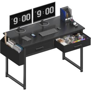 DLisiting Computer Desk with Fabric Drawers for Home Office Bedroom, 40 Inch Small Gaming Desk with 2 Drawers, Study Writing Table PC Desks, Black