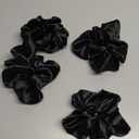 6 Pack Large Silk Satin Scrunchies, Extra Large Scrunchies Big Glossy Scrunchie Oversized Scrunchy Elastic Hair Ties Jumbo Cute Scrunchy for Thick Curly Hair(Black)