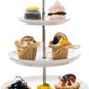Sweese 3 Tier Cupcake Stand- White Porcelain Cake Stand- Dessert Stand, Tiered Serving Trays for Parties