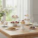 8 Pcs Cake Stands Set Metal Dessert Table Display Tiered Cupcake Holder Candy Donut Fruit Plate Cake Serving Tray with Handle Treats Serving Tower for Wedding Birthday Party Decorations (White)