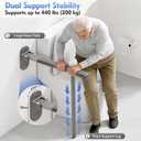 Flip Up Grab Bar with Support Leg, 26.8" high Toilet Safety Rails for Seniors, Wall Mounted Toilet Grab Bars for Disabled and Elderly, Space-Saving Foldable Handicap Bars for Bathroom