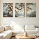 BINCUE Large Nature Wall Art Vintage Tree Artwork Set of 3 Forest Painting, 36"L x 24"W