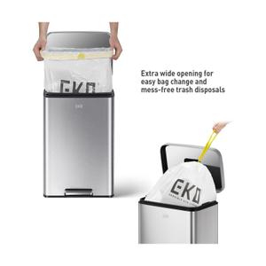 EKO Madison Brushed Stainless Steel 13.2 Gal/50L Kitchen Step Trash Can or Recycling Bin, Removable Inner Liner, Soft Close Lid, Fingerprint Resistant Finish