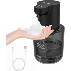 Automatic Soap Dispenser Touchless, 4-Level Adjustable Foaming Electric Foam Hand Soap Dispenser, Wall Mount, 13.5oz for Bathroom Kitchen (Black)