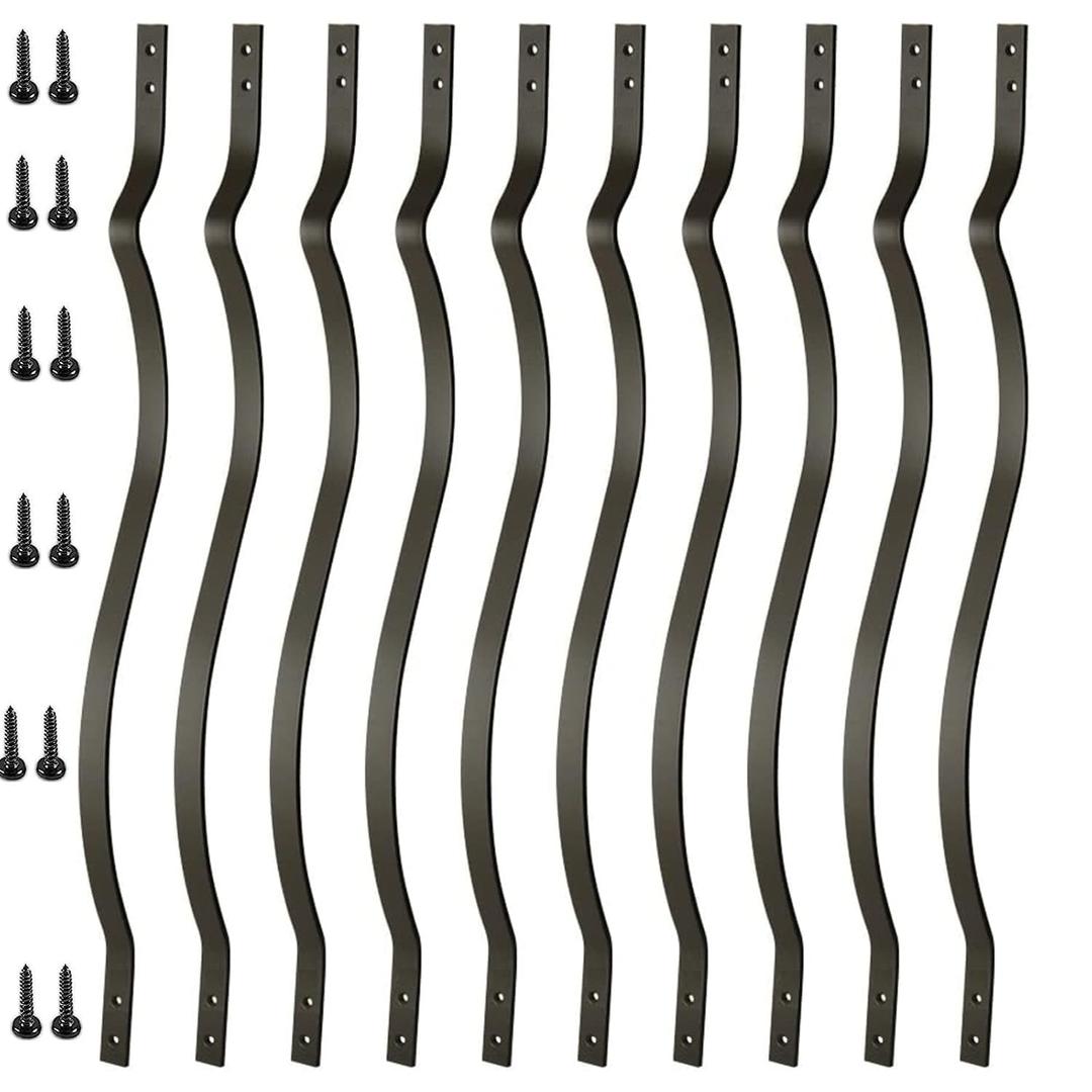 26 Pack Deck Balusters 29.5 Inches Metal Deck Spindles with Screws Black Balusters Iron Deck Spindles Wave Arc Baluster for Outdoor Stair Deck Porch
