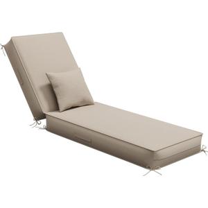 Outdoor Water-Resistant Olefin Chaise Lounge Cushions with Pillow, Weather and Fade Resistant Patio Furniture Lounge Chair Cushion Ideal for Patio, Lawn, Gray Apricot, 80" L x 26" W x 5" T | Olefin Weather Resistant Patio Furniture Lounge Chair Thickened Cushion with Handle Adjustable Straps for Lawn, Garden, Pool