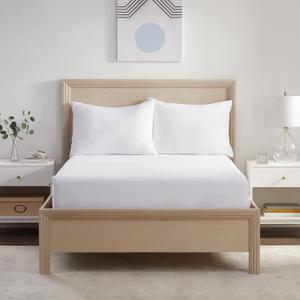 Serta Power Chill Queen Size Waterproof Mattress Cover, Soft and Breathable Cooling Mattress Protector, 15" Elastic Deep Pocket for Secure Fit, White